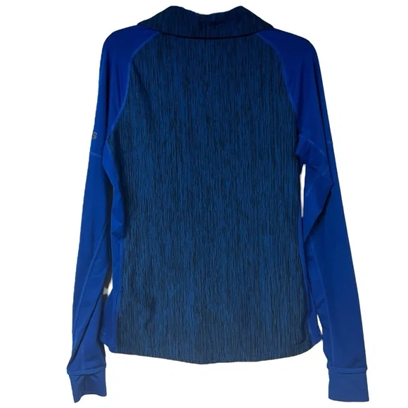 Adidas Top M Blue‎ Reflective Quarter Zip Hi Lo Thumbholes Climalite Athleisure - Picture 7 of 13